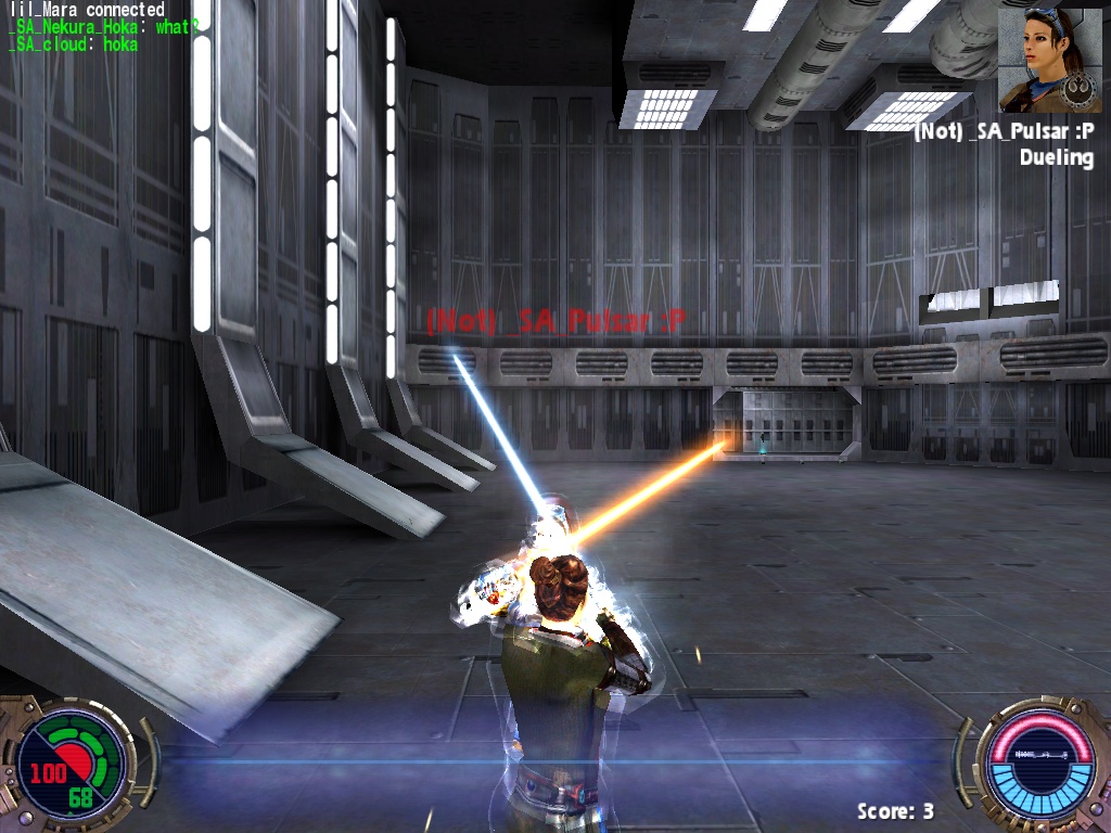 JK2 lightsaber duel screenshot, circa 2003